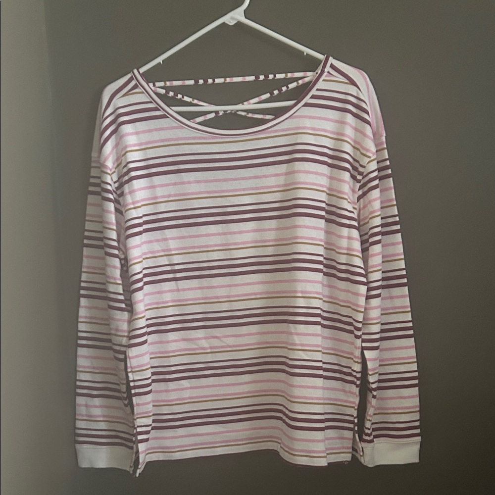 Maurices Striped Long Sleeve Tee in Pink and Brown